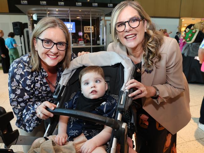 Premier Jacinta Allan and GFA Chairman Penny Fowler with Finley Every, 2. Picture: David Caird