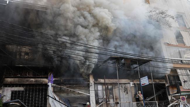 Heavy smoke rises from a building set ablaze by an Israeli strike that targeted Beirut’s southern suburbs on October 6, 2024. Picture: AFP.