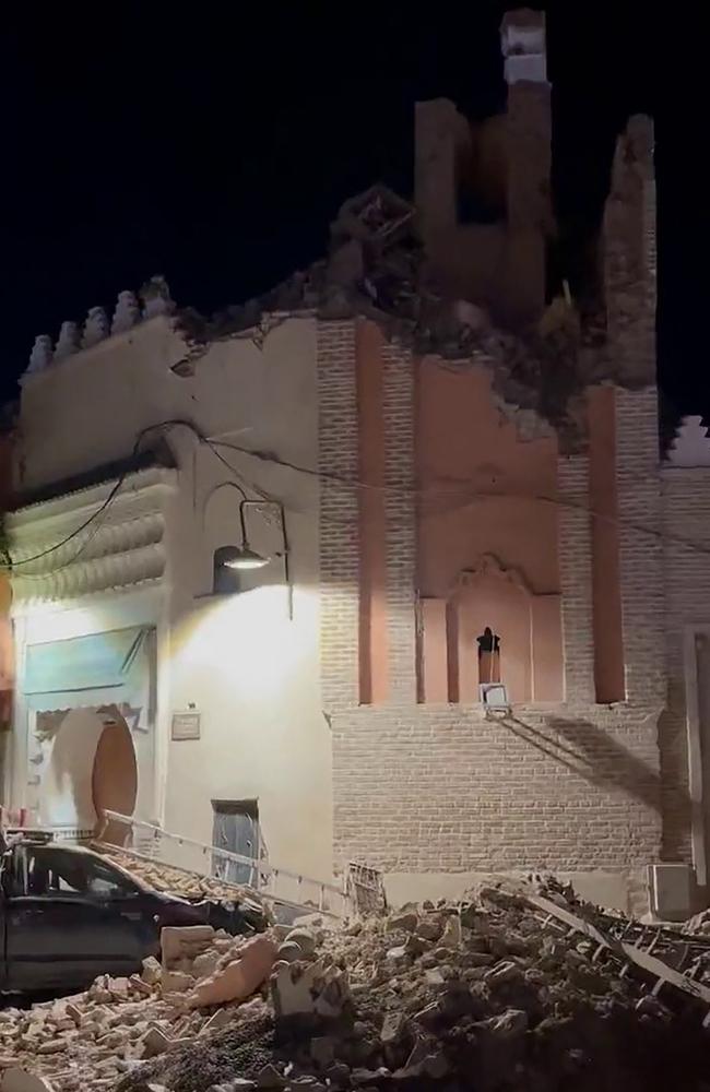 A damaged building in Marrakesh, following a 6.8 magnitude earthquake that struck Morocco. Picture: AFP