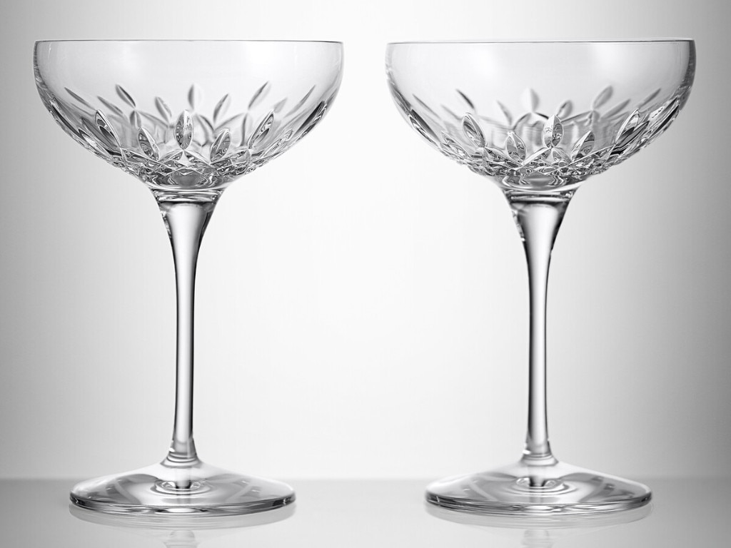 Waterford Lismore Essence Champagne Saucer Pair. Picture: Waterford.