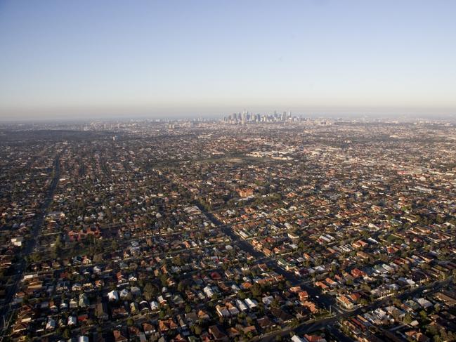 aerial view of Melbourne and surrounding suburbs