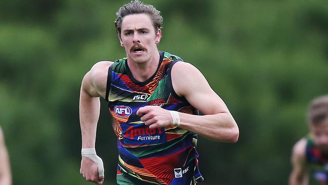 Joe Daniher, pictured in training last year, is still recovering from a long-term groin injury. Picture: Getty Images