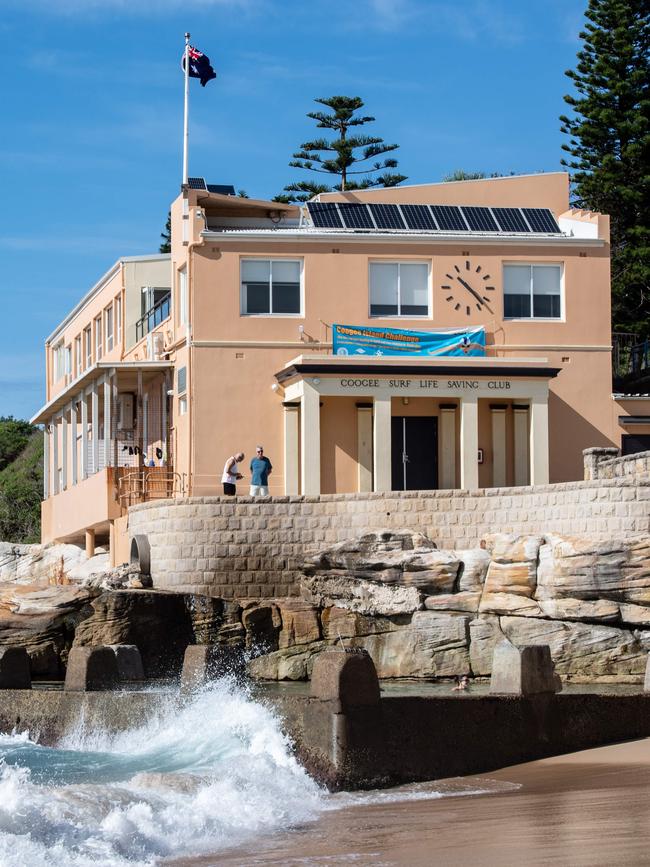 Coogee Surf Life Saving Club battered by weather and waves. Picture: Monique Harmer