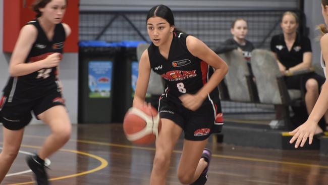 Isabel Smith at the U14 State Championships division one semi final between Mackay Meteorettes and Southern Districts Spartans in Mackay, July 9, 2021. Picture: Matthew Forrest