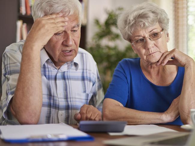 Financial problem is a very serious problem; confused and worried retirees, seniors retirement generic bills