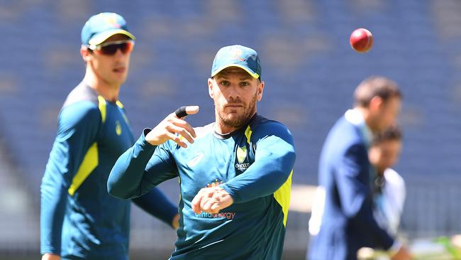 Aaron Finch lasted just one ball after being cleared to play on day four of the second Test. Picture: AAP