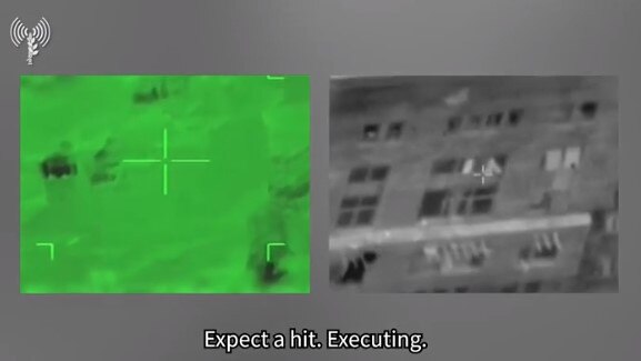 Vision released by the Israeli Defence Forces purports to show Hamas fighters firing from a window of the hospital.