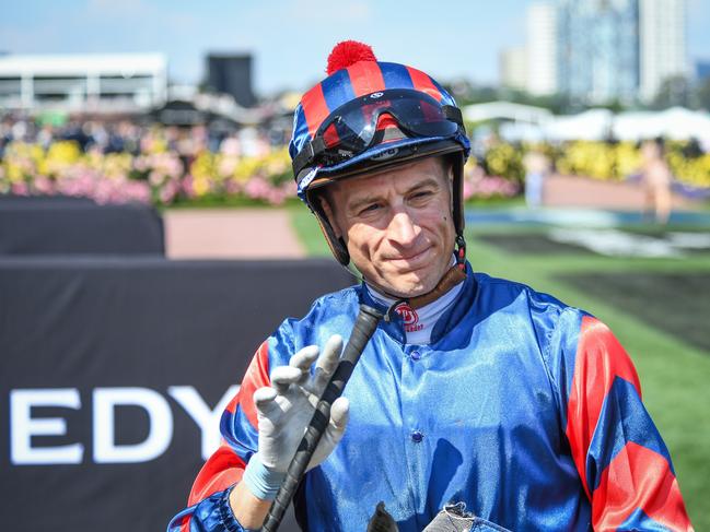 Blake Shinn after Picaroon won the Melbourne Cup Carnival Country Final at Flemington Racecourse on November 09, 2023 in Flemington, Australia. (Photo by Reg Ryan/Racing Photos via Getty Images)