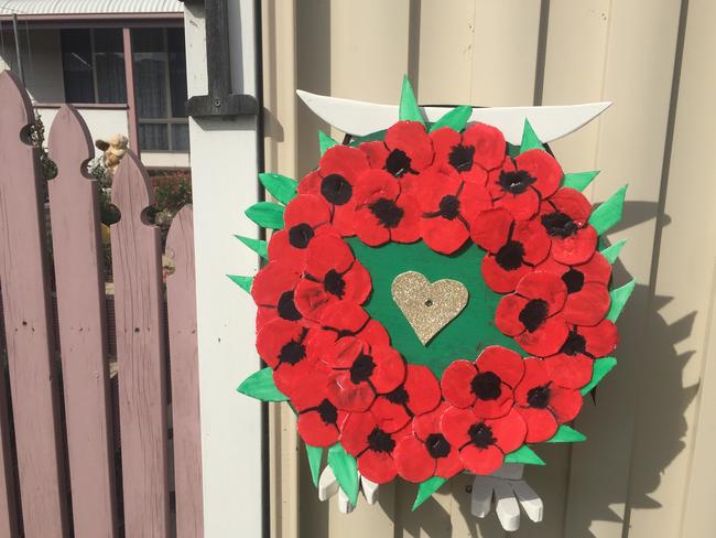 A poppy wreath on The Strand at Port Elliot. Picture: Rebecca DiGirolamo