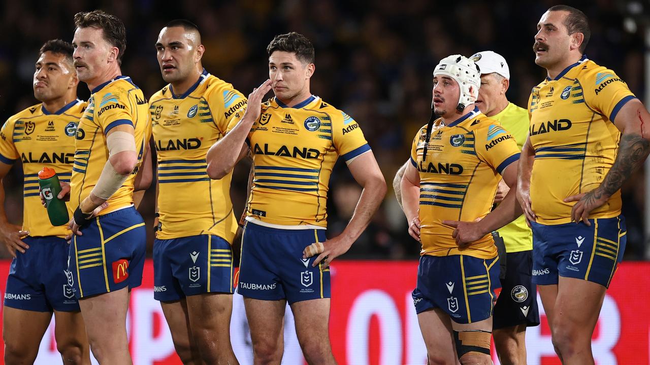 The Eels got bashed up all over the park in the NRL grand final. Picture: Getty Images