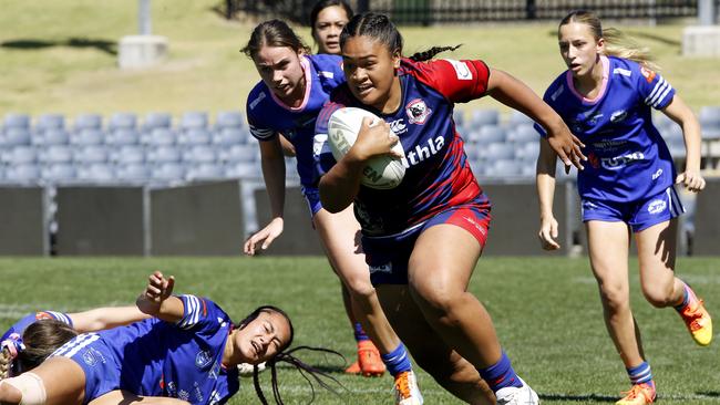 Collegians’ Fanaafi Fauese charges away from the pack. Picture: John Appleyard