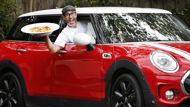 Driving pasta: Mister Bianco chef Joseph Vargetto who's delivering his Sicilian food in The Italian Job Mini. Picture: David Caird