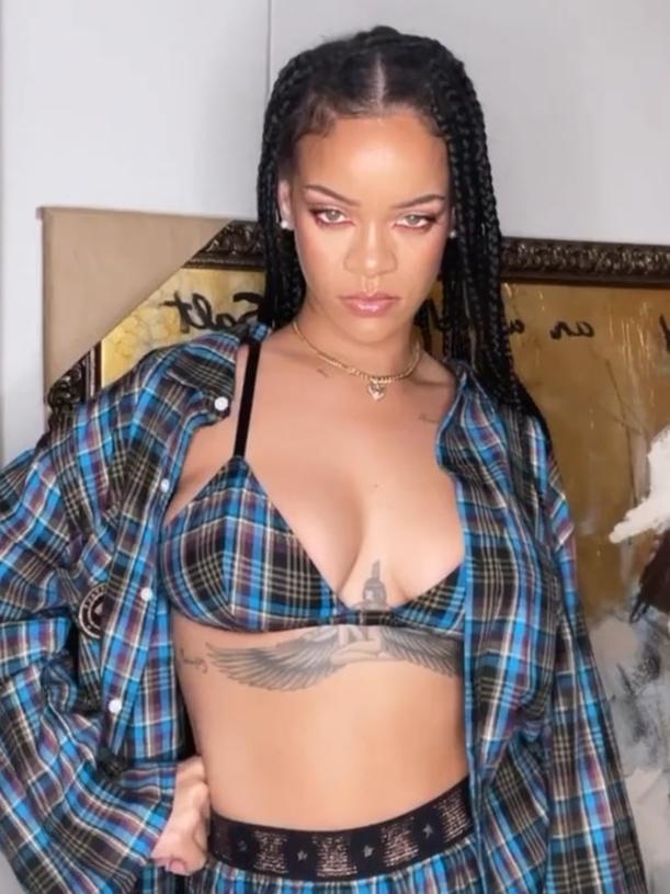 Rihanna posed in a seemingly normal pair of pajama shorts. Picture: Instagram