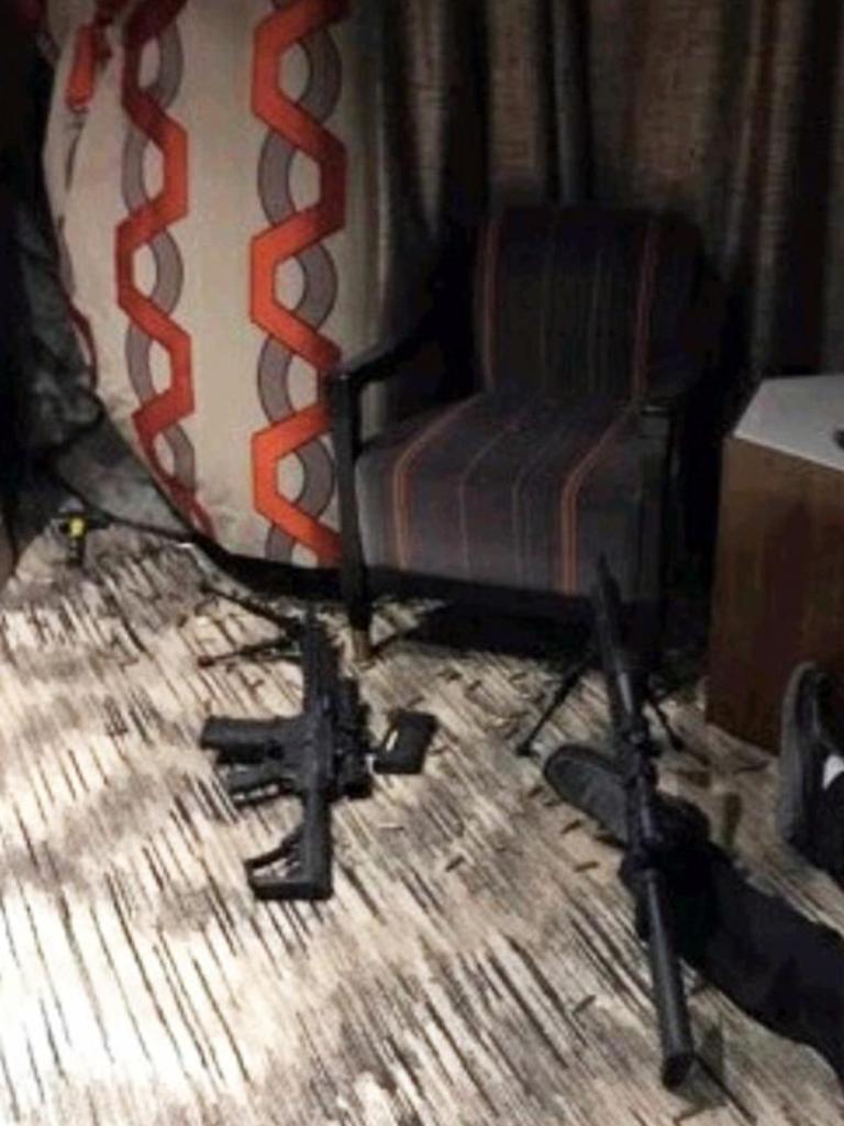 Inside shooter Stephen Paddock's suite at the Mandalay Bay Hotel and Casino in Las Vegas. Picture: Supplied