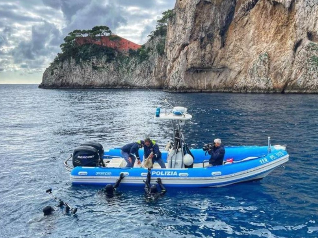 The core was found on the sea floor near Capri Island’s popular Blue Grotto sea cave tourist site. Picture: Naples Superintendency for Archaeology, Fine Arts and Landscape