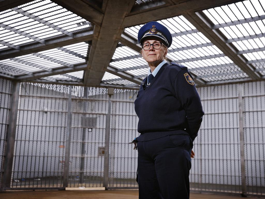 Supermax Governor Faith Slatcher pictured in one of the outdoor yards. Picture: Sam Ruttyn