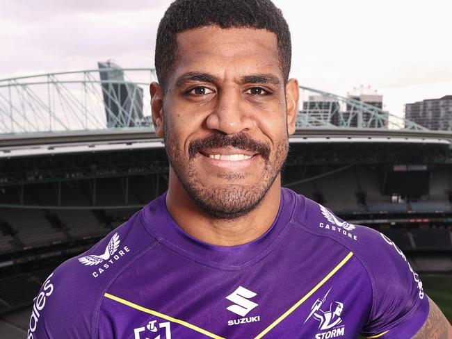 MELBOURNE - July 11 : NRL. Melbourne Storm player Tui Kamikamica  on the roof of Marvel Stadium. The club will celebrate its 25th anniversary at a home game at Marvel on July 28. f.  Photo by Michael Klein.