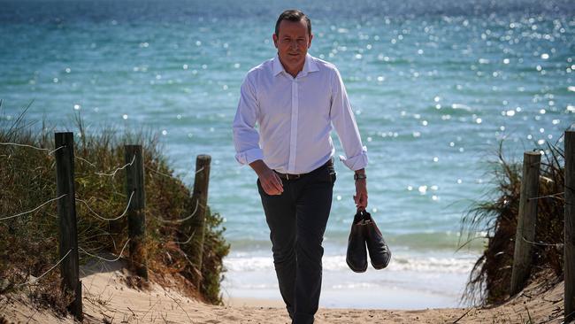 WA premier Mark McGowan is surfing a wave of popularity. Picture: Colin Murty/The Australian