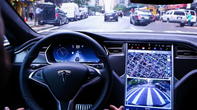 Tesla’s Autopilot offers drivers a sense of what the car can ‘see’. Photo: Christopher Goodney /Bloomberg News