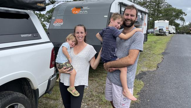 Peter and Kate Neeskens were holidaying at Urunga when SES volunteers told them to evacuate the tourist park at 9am on Wednesday. Photo: Chris Knight