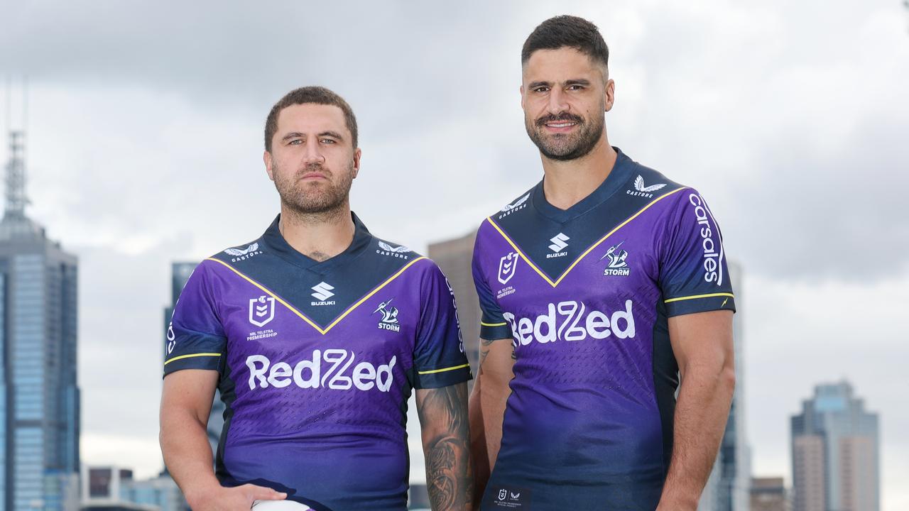 The Bromwich brothers are joining the Dolphins next season but first, they’re entering the history books at the Storm. Picture: Brendan Beckett