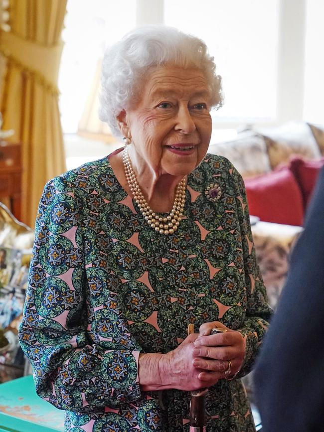 The Queen speaks with incoming Defence Service Secretaries Major General Eldon Millarat Windsor Castle. Picture: AFP