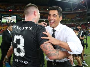 Shaun Kenny-Dowall and Stephen Kearney after the win in the ANZAC Test Match between Australia v New Zealand at Suncorp Stadium, Brisbane. Pics Adam Head