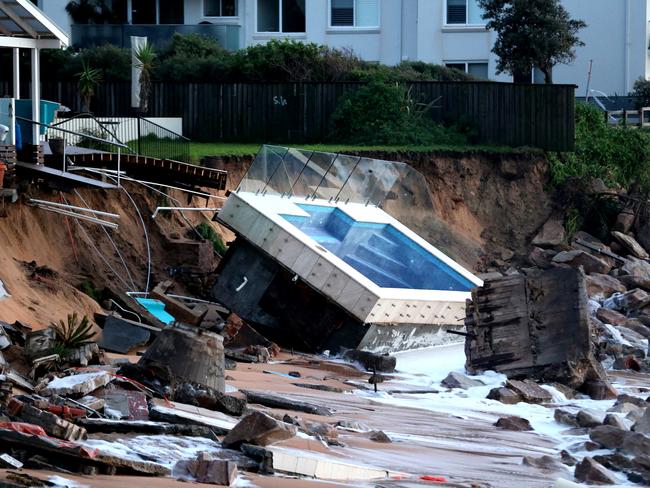 The pool lost to the storm at Collaroy, roughly 500m north of the surf club. Picture: John Grainger