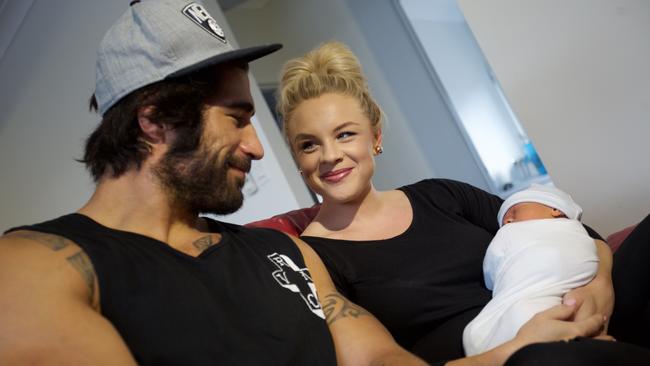 James Tamou and Brittney McGlone with their new baby boy.