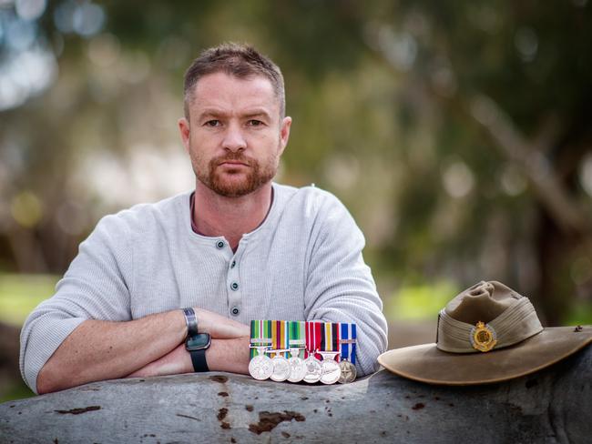 Afghanistan vet Luke Adamson, who served as a combat engineer, pictured on August 17, 2021 in Mount Barker. Picture Matt Turner.