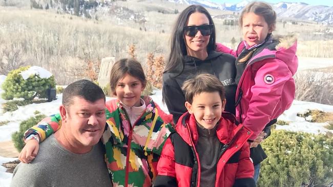 James Packer spent last Christmas in Aspen with ex-wife Erica and their three kids Indigo, 9, Jackson, 7 and Emmanuelle, 5