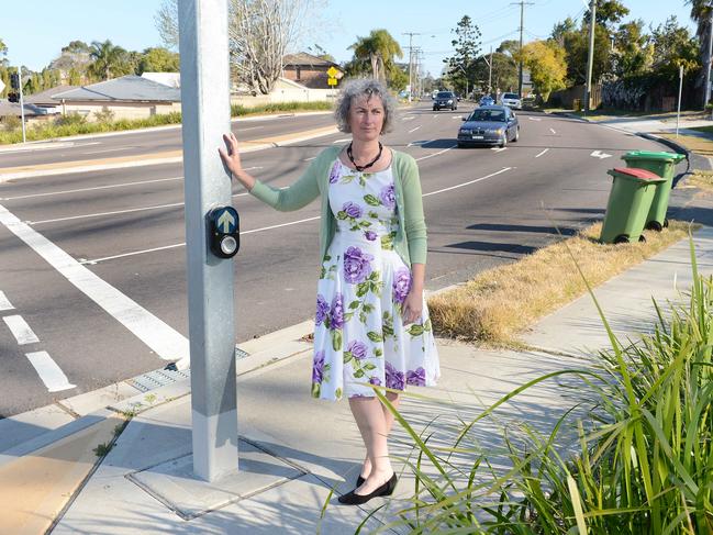 Hillary Morris at the intersection of Woy Woy Rd and Central Coast highway, looking back along Woy Woy Rd.