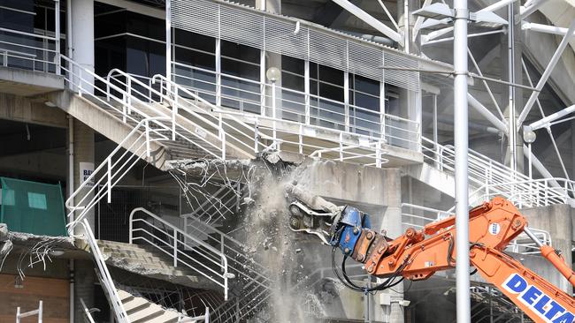 Demolition on Allianz Stadium in Sydney on March 14. Picture: AAP/Dan Himbrechts