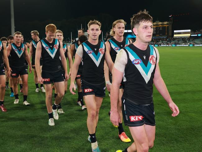 Is the ladder lying about the Power’s place in the AFL hierarchy? (Photo by James Elsby/AFL Photos via Getty Images)