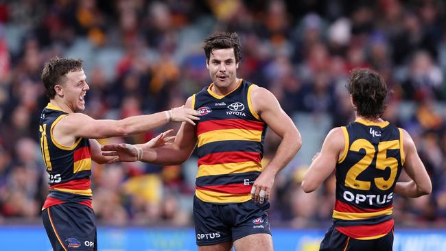 Darcy Fogarty put in a strong showing. Picture: Sarah Reed/AFL Photos via Getty Images