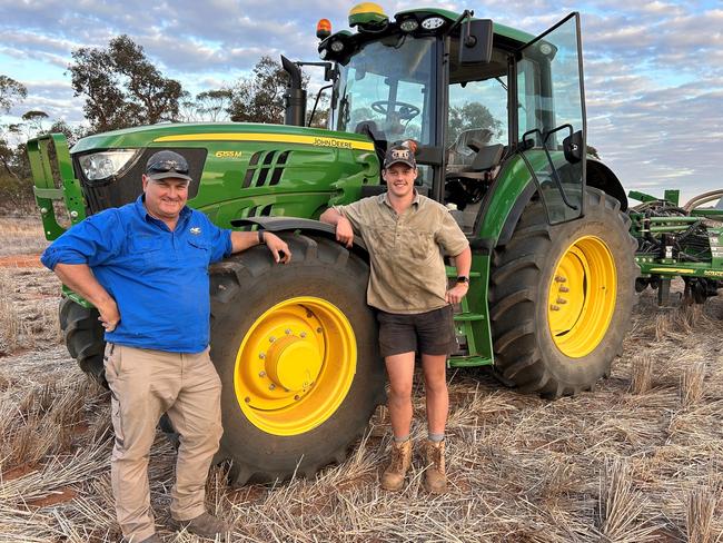 John Wright with year-11 student Jet Newick, 16, who is completing his second year of Certificate II in Agriculture.