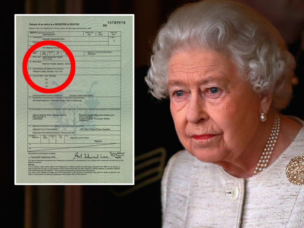 Queen Elizabeth II’s cause of death was ‘old age’, death certificate