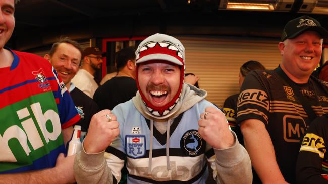 A Sharks fan at the fan event in Las Vegas. Picture: Jonathan Ng