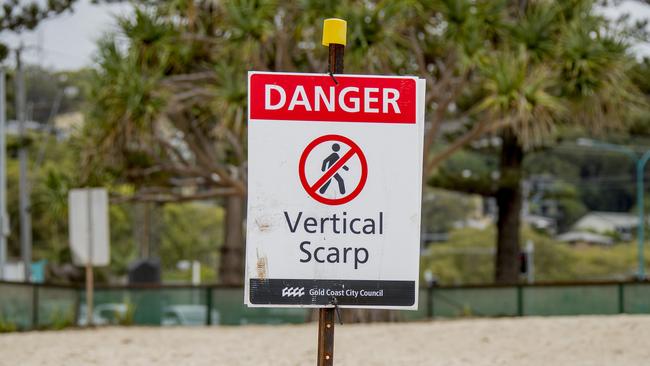 A warning sign at a Gold Coast beach. Picture: Jerad Williams