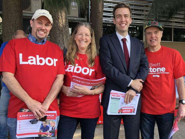 Labor candidate Brett Stone with volunteers.