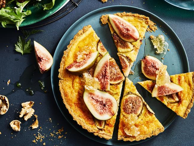 EMBARGO FOR TWAM 19 MAR 2022. FEE MAY APPLY. Fig Tart by Alice Zaslavsky. Photo by Guy Bailey, Styling by David Morgan