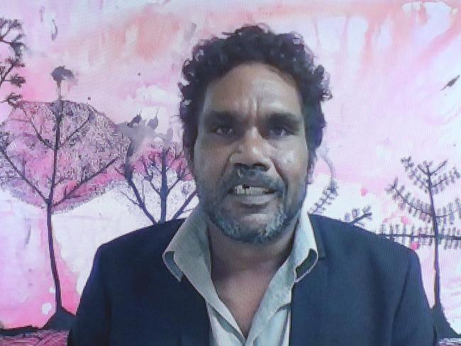 25/09/2020. Vincent Namatjira  appears via video link. Indigenous artist Vincent Namatjira with his portrait of Adam Goodes 'Stand strong for who you are' is announced as  the winner of the Archibald Prize at the Art Gallery of NSW in Sydney. Britta Campion / The Australian