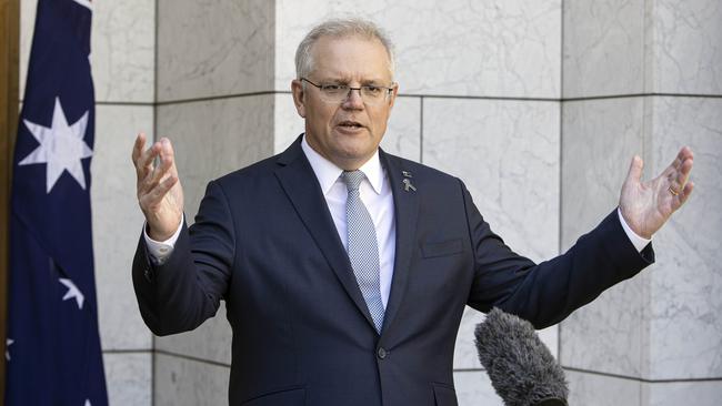 Prime Minister Scott Morrison says the infrastructure spend in NSW will generate 8,000 direct and indirect jobs across the state. Picture: NCA NewsWire / Gary Ramage