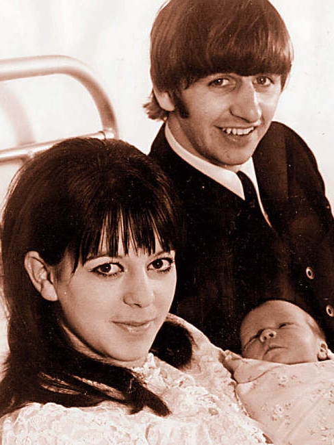 Musician Ringo Starr, drummer with band The Beatles, with his first wife Maureen Starkey and their son Zak in 1965 photo.