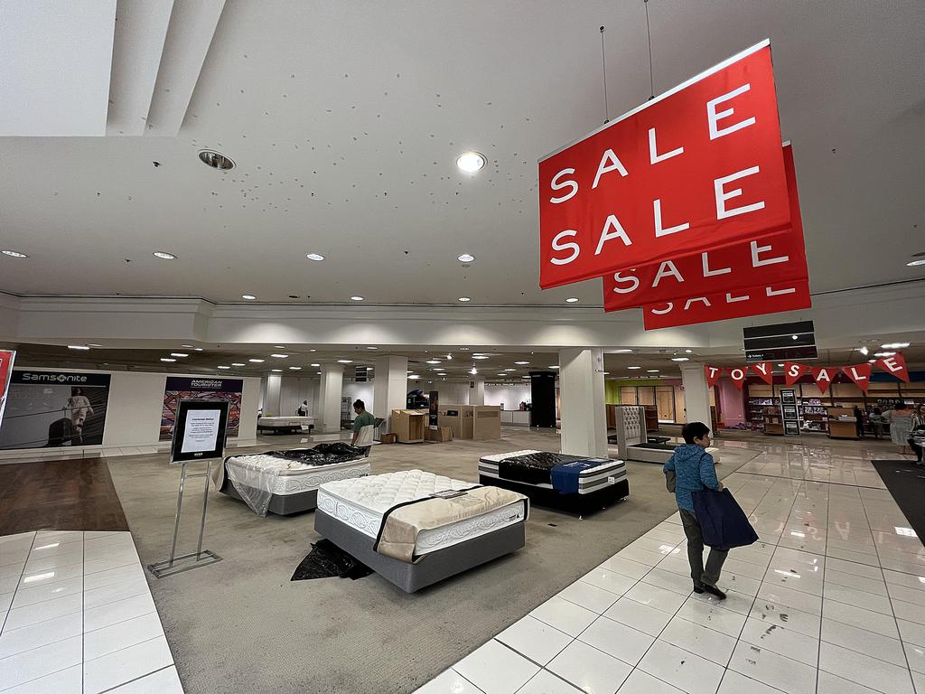 Shoppers flock to Myer’s Brisbane CBD store on its last day of trading. Picture: Lyndon Mechielsen