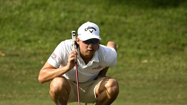 Min Woo Lee is a picture of concentration on his way to winning the Macau Open. Picture: Paul LAKATOS / Asian Tour / AFP