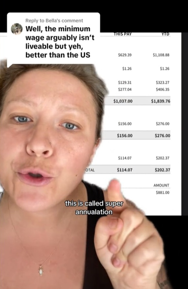 She was even more blown away to learn Aussies had super funds. Picture: TikTok/Eli Winters