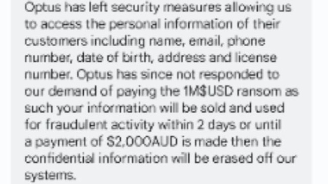 The alleged text messages contained demands that $2000 be sent to a bank account.