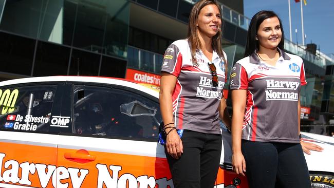 De Silvestro, with Renee Gracie, ahead of her first Bathurst 1000 tilt in 2015. Picture: Robert Cianflone/Getty Images