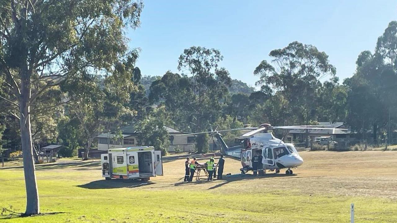 One of the officers, a 54-year-old man from the Toowoomba Property Crime Squad, was flown to the Princess Alexandra Hospital in Brisbane in a serious, but stable condition. Picture: Michael Nolan